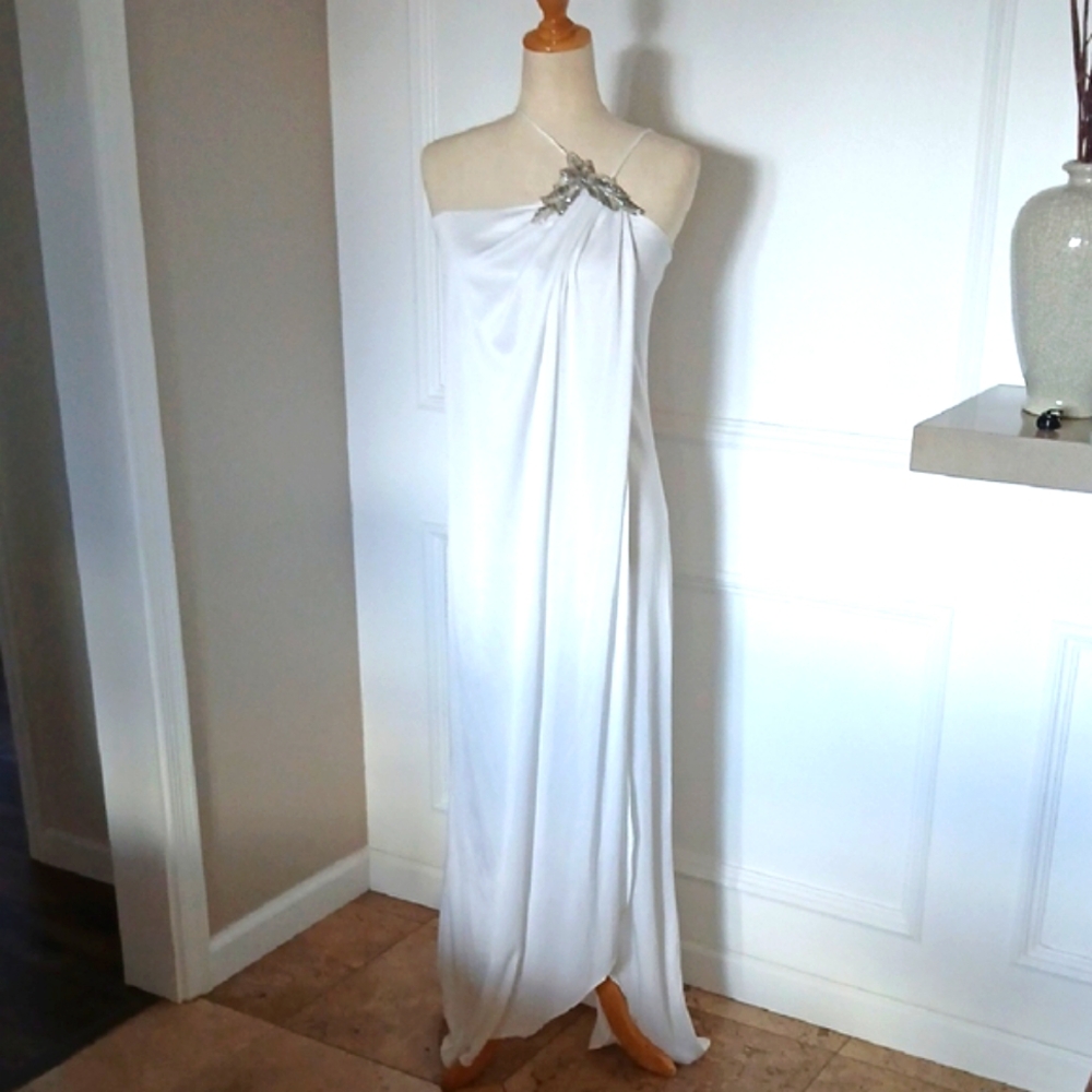 Vintage 70s 80s Roberta Bridal White Disco Wedding Dress